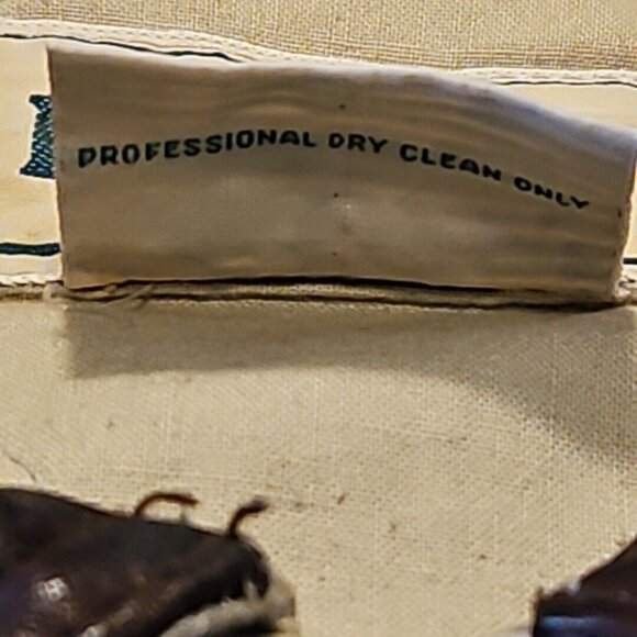 Vintage LL Bean Chore Jacket Mens L Leather Collar Beige Canvas Quilt Lined Work - Picture 10 of 13